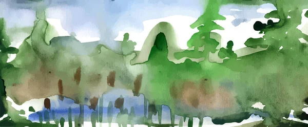 Aquarell Waldlandschaft — Stockvektor