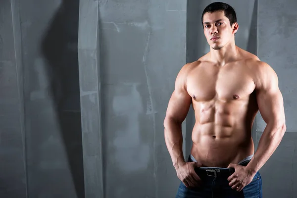 Half naked sexy body of muscular athletic man. — Stock Photo, Image