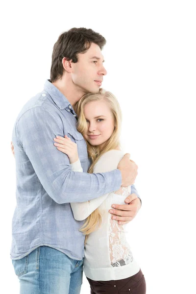 Πορτρέτο του άνδρα και της γυναίκας, που απομονώνονται σε λευκό φόντο. — Φωτογραφία Αρχείου