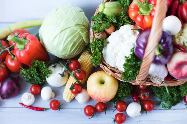 Verduras Frescas Madera Alimento Saludable — Foto de Stock