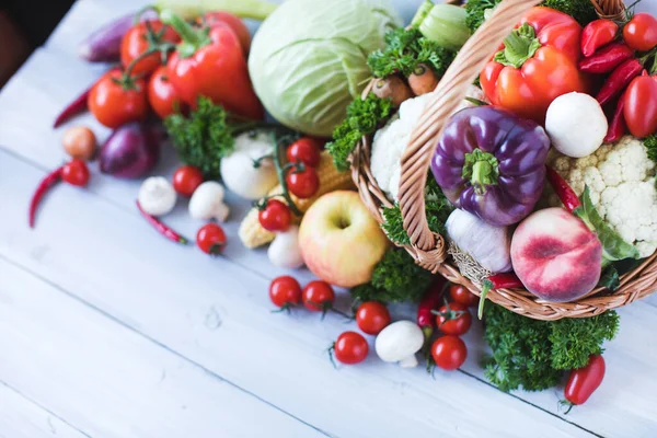 Verduras Frescas Sobre Fondo Madera Alimento Saludable — Foto de Stock