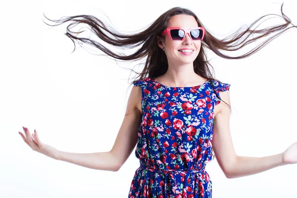 Emotional Portrait Woman Hair Wind — Stock Photo, Image