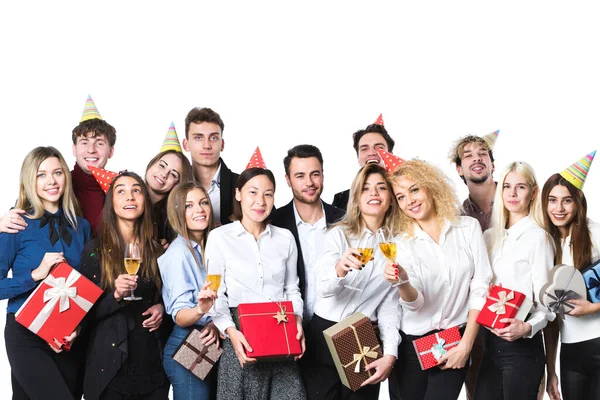 Group People Having Party Gift Boxes Concept Holiday — Stock Photo, Image