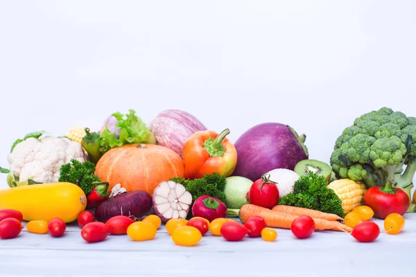 Kolekce Zeleniny Ovoce Bílém Pozadí — Stock fotografie