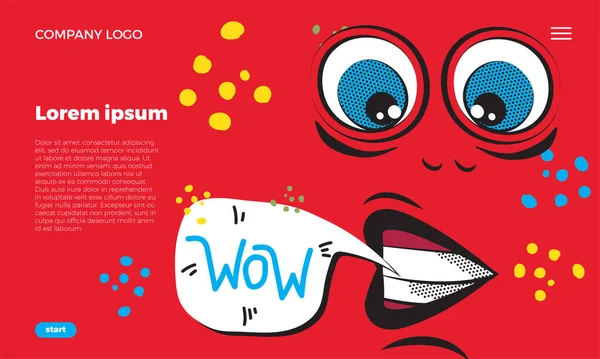Web sayfası şablonu. Dürbünlü yüz ifadeleri olan komik emoji suratı. Baloncukta mesaj için yer var. Komik karalama. Vektör şablonları web tasarımı.