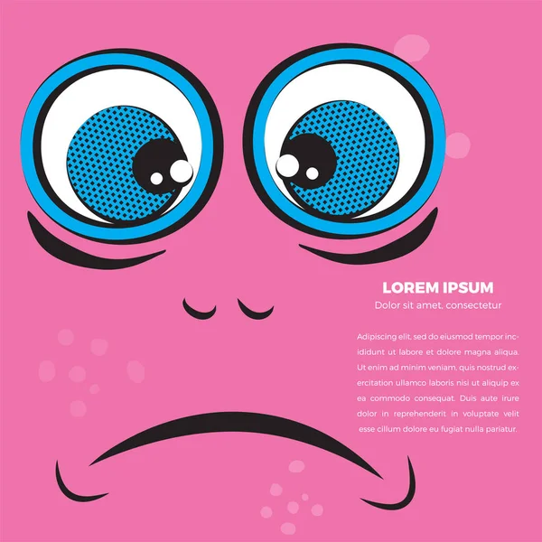 Dürbünlü yüz ifadeleri olan komik emoji suratı. Mesajlaşmak için yer var. Komik karalama. Tipografi veya web tasarımı için vektör şablonları.