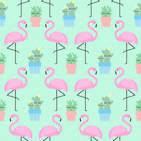 Kaktüs ile pembe flamingo
