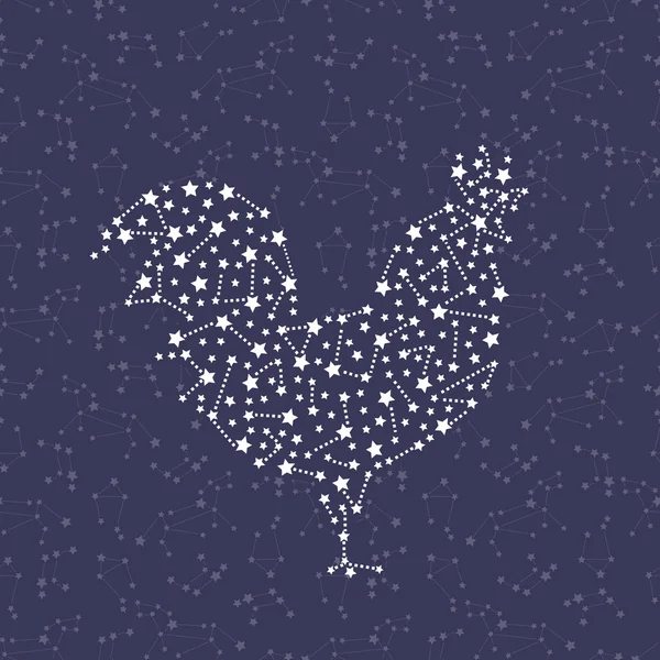 Rooster - Happy new year 2017 symbol on sky background. - Stok Vektor