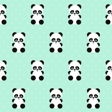 Panda seamless modeli üzerinde lekeli yeşil arka plan.