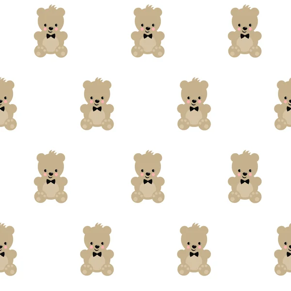 Teddy Bear varrat nélküli mintát fehér háttér. — Stock Vector