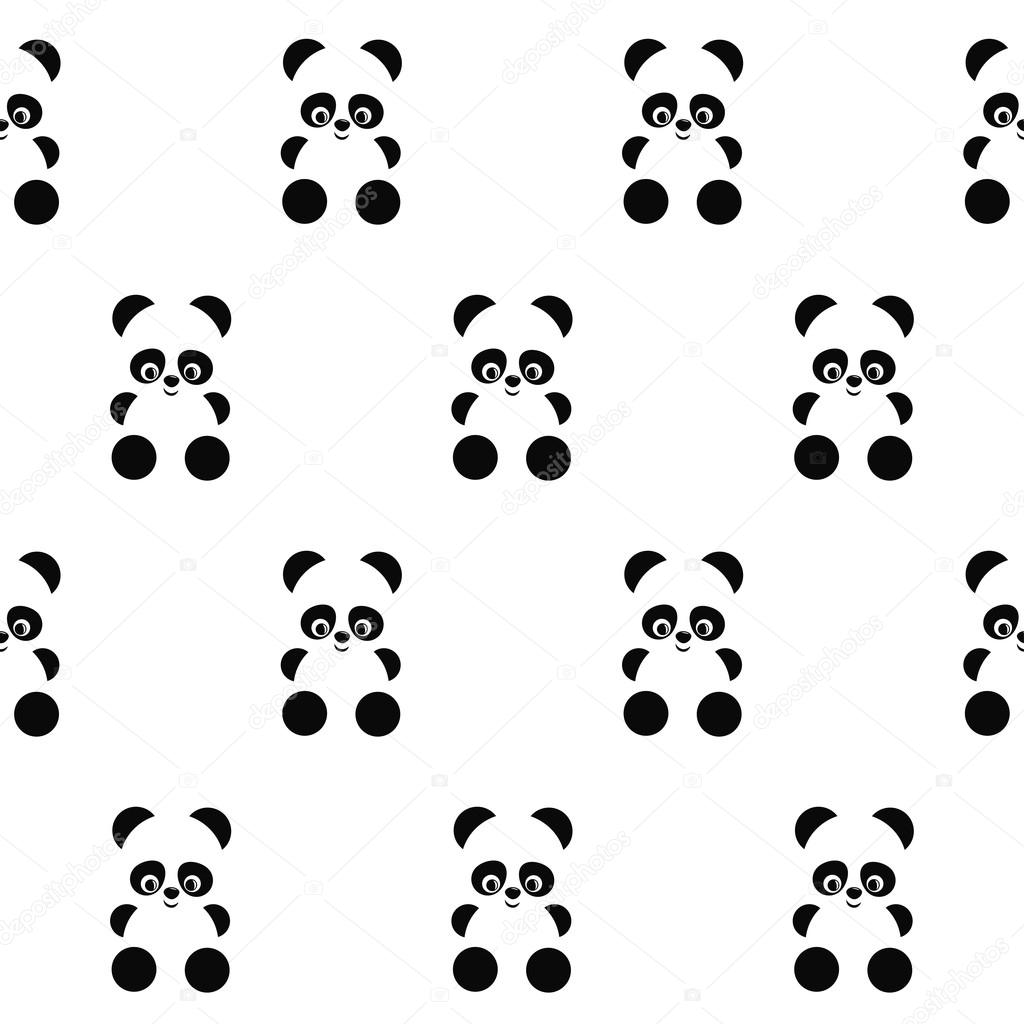Panda seamless pattern on white background.