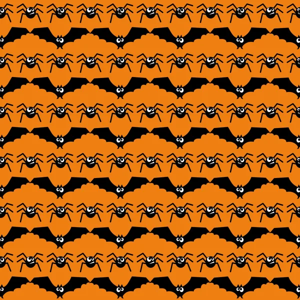 Morcegos e aranhas Padrão de Halloween . — Vetor de Stock