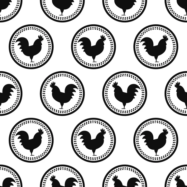 Rooster seamless pattern on white background. — Stock vektor