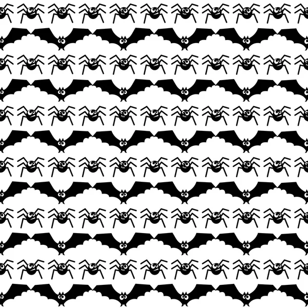 Halloween pattern with bats and spiders. — Stockový vektor