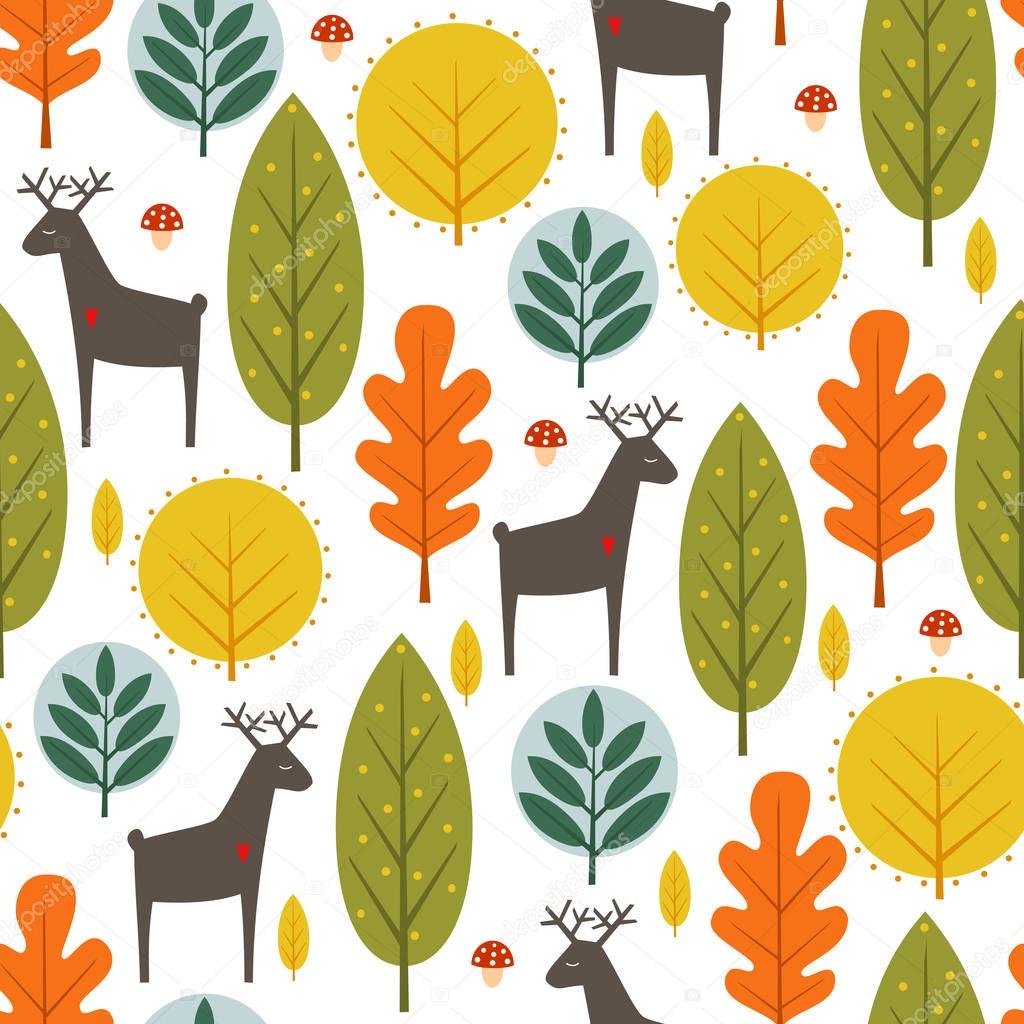 Autumn Trees And Deer Seamless Pattern On White Background Vector Image By C In Dies Magis Vector Stock Autumn Trees And Deer Seamless Pattern On White Background Vector Image By C In Dies Magis Vector Stock