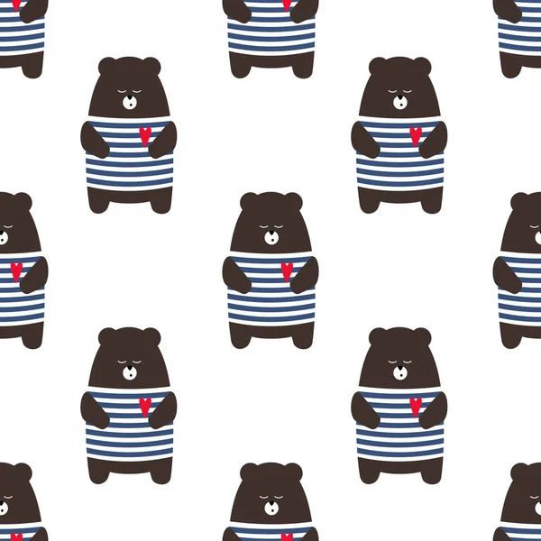 Mignon dessin animé ours en peluche motif vectoriel sans couture . — Image vectorielle