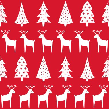 Noel desen - Noel ağaçları, Ren geyiği ve kar taneleri.