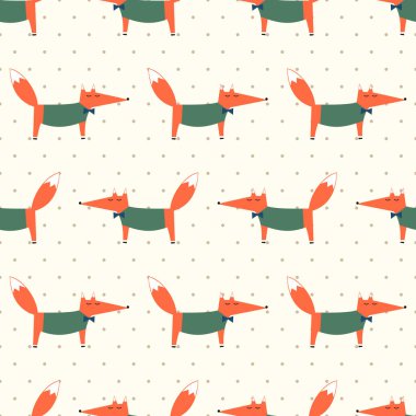 Şirin fox seamless modeli lekeli zemin üzerine.