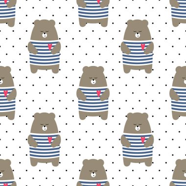 Sevimli ayı seamless modeli lekeli zemin üzerine.