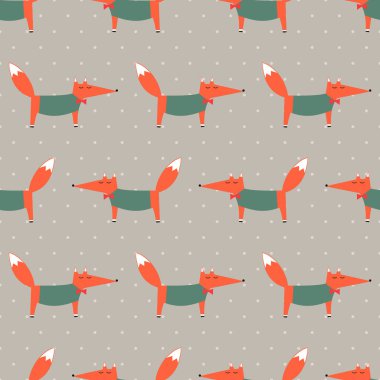 Polka dot arka plan üzerinde Fox seamless modeli.