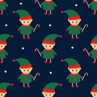Noel elf şeker kamışı seamless modeli ile