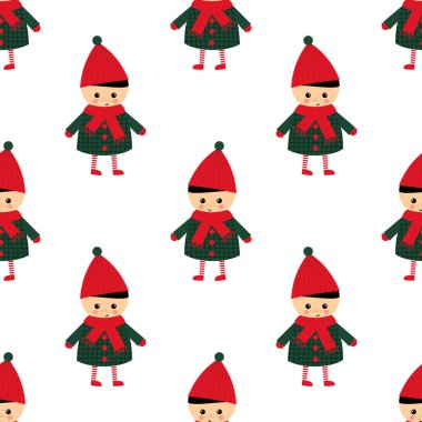 Beyaz arka plan üzerinde şirin küçük çocuk seamless modeli.