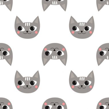 Çocuklar tatil için seamless modeli sevimli kediler.