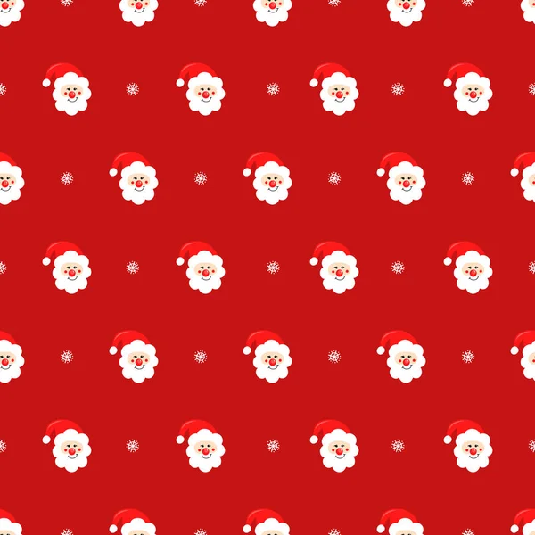 Père Noël et flocon de neige motif sans couture sur fond rouge . — Image vectorielle