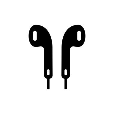 Earphones vector icon isolated on white background. 