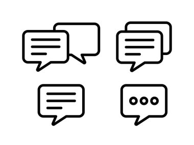 Message writing outline icon vector set. Support chat pictogram.