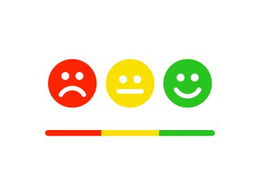 Happy face level flat icon. Feedback emoticons scale. 