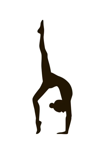 Die Silhouette des Turners Vektor-Logos. Yoga-Symbol isoliert auf weißem Hintergrund — Stockvektor