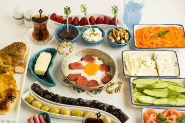 close-up shot of delicious Ramadan feast table with various dishes