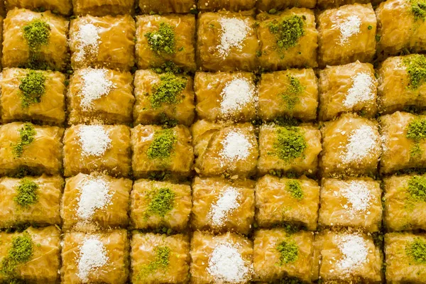 Close Shot Delicious Traditional Turkish Baklava Background — Stok fotoğraf