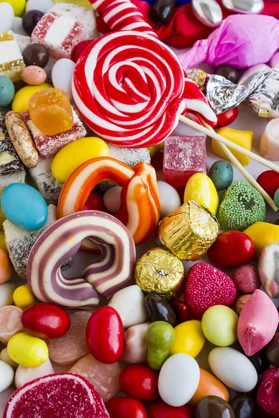 Full Frame Shot Delicious Pile Colorful Chocolate Candies Background — 图库照片