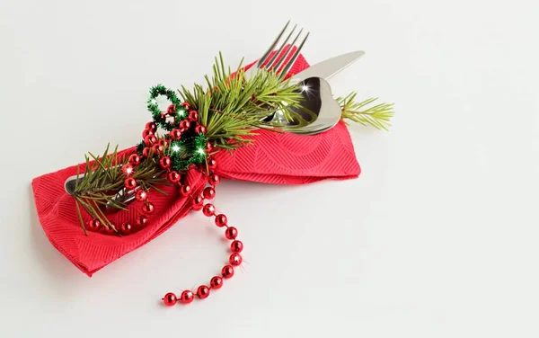 Close Shot Beautiful Christmas Table Setting — Stock Photo, Image