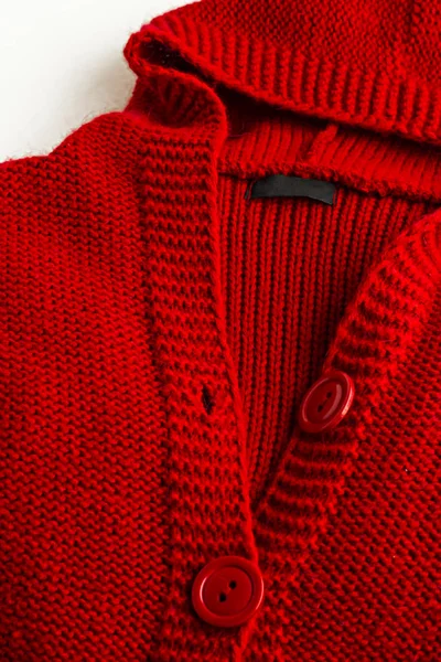 Zbliżenie Strzał Czerwony Sweter Izolowany Białym — Zdjęcie stockowe