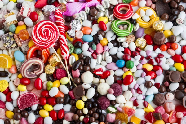 Full Frame Shot Delicious Pile Colorful Chocolate Candies Background — 图库照片