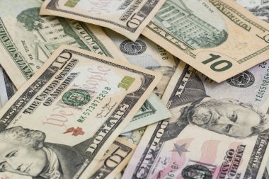 close-up shot of dollar bills for background