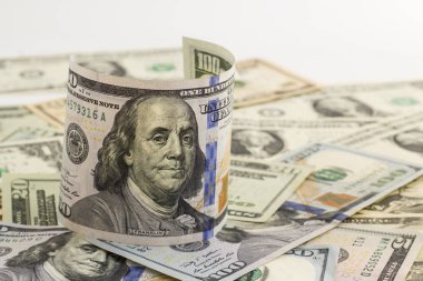 close-up shot of dollar bills for background