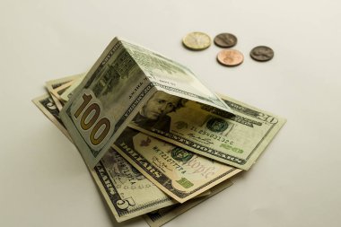 close-up shot of dollar bills for background