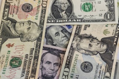 close-up shot of dollar bills for background