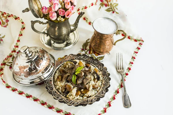 Fiestas Islámicas Tradicionales Comida Del Sacrificio Festival Arroz Con Verduras — Foto de Stock