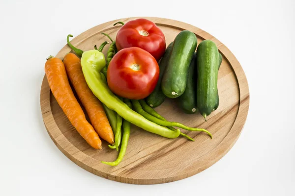 Primer Plano Deliciosas Verduras Maduras Bordo — Foto de Stock