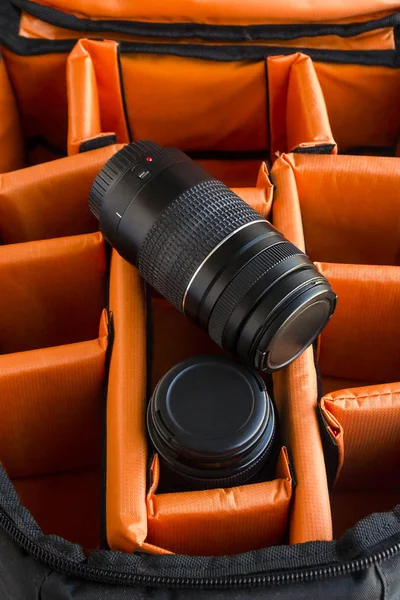 Telephoto Lens Bag Professional Photographer — Stock Photo, Image