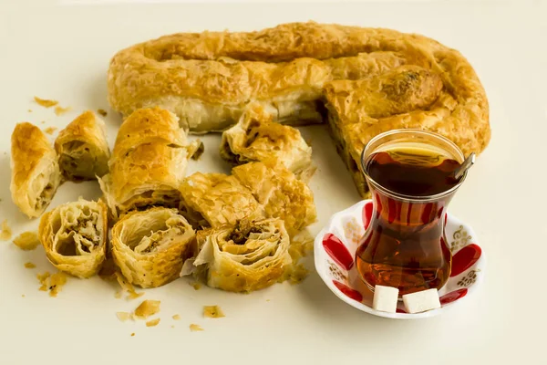 Nærbilde Nydelige Tradisjonelle Turkaktige Kaker Hakket Kjøtt Union Velsmakende Wienerbrød – stockfoto
