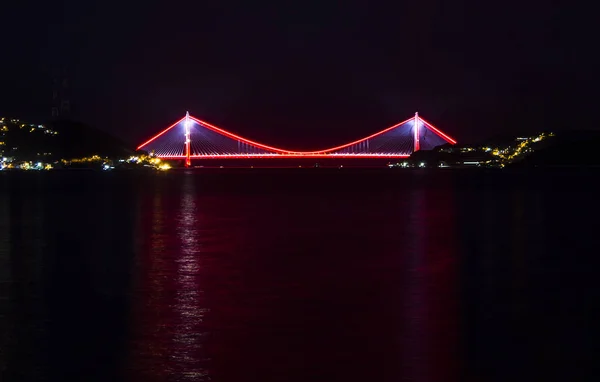 Třetí Most Istanbulu Turecku Noci Dlouhá Expozice Tecnic — Stock fotografie