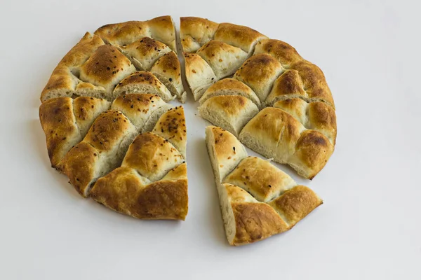 Primo Piano Colpo Delizioso Pane Turco Pide Bianco — Foto Stock