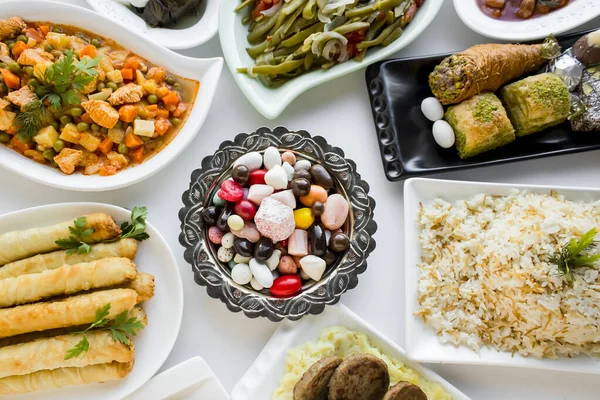 Tradisjonelt Tyrkisk Middagsbord Bayram Sofrasi Ved Avslutningen Ramadan Festen Eller – stockfoto