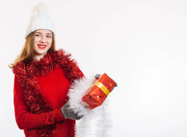 Mujer feliz dna regalo de Navidad — Foto de Stock